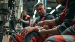 Pomoc udzielana pracownikowi po wypadku w zakładzie przemysłowym